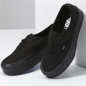 VANS Canvas Authentic Stackform Shoes (black/black) - 7.0 - EUC - PLATFORM